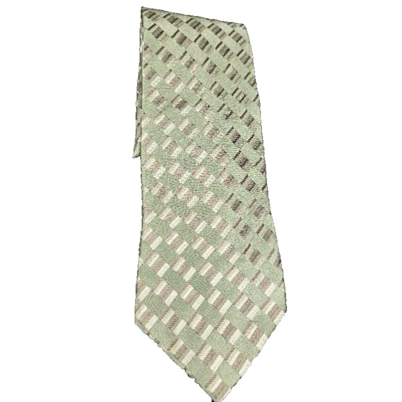Covington Men's Silk Necktie Green Gold Design Long 3" Wide - Picture 2 of 5